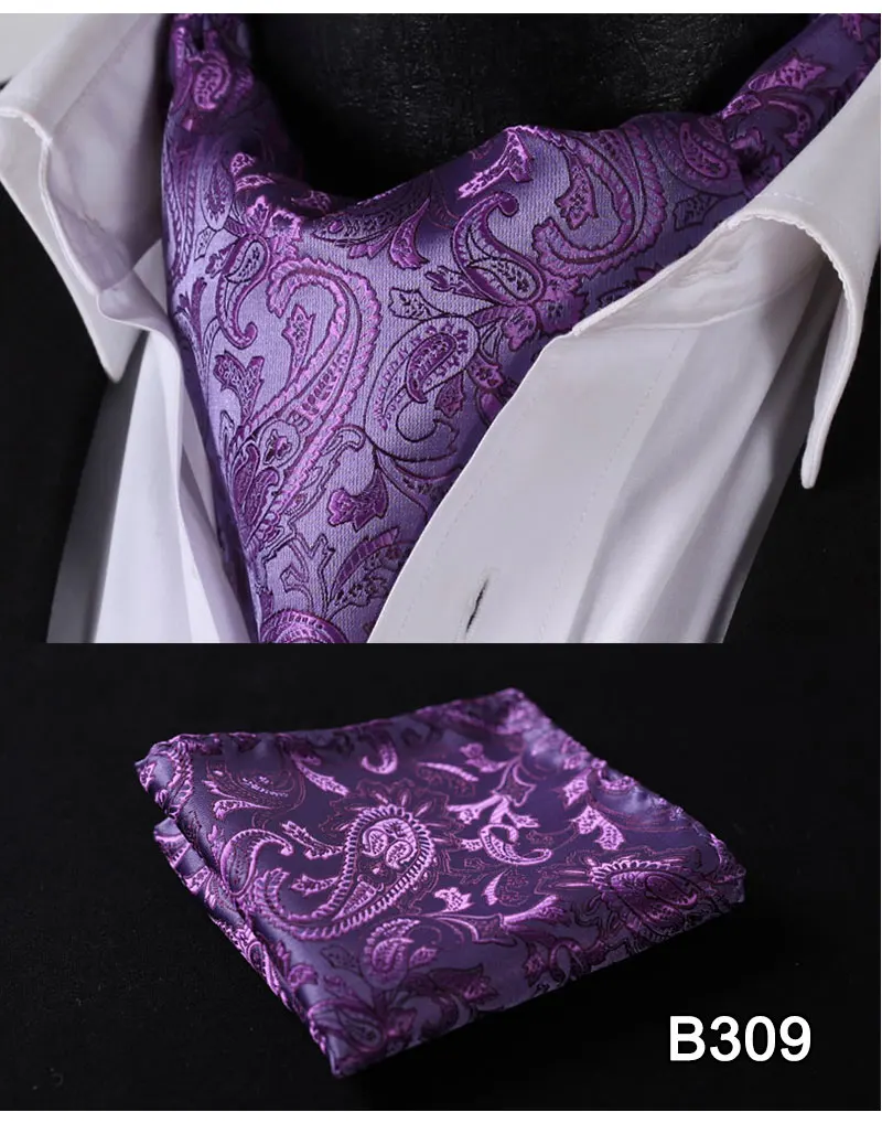 С цветочным узором из Для мужчин Шелковый шейный платок галстук Аскот платок комплект# B3 вечерние классический свадебный квадратный Карманный