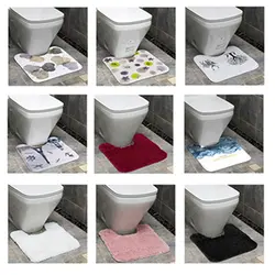 Ванная комната туалет анти-антискользящий коврик печать шаблон u-образный Туалет коврики поглощающие хлопок губка бархат сплошной цвет