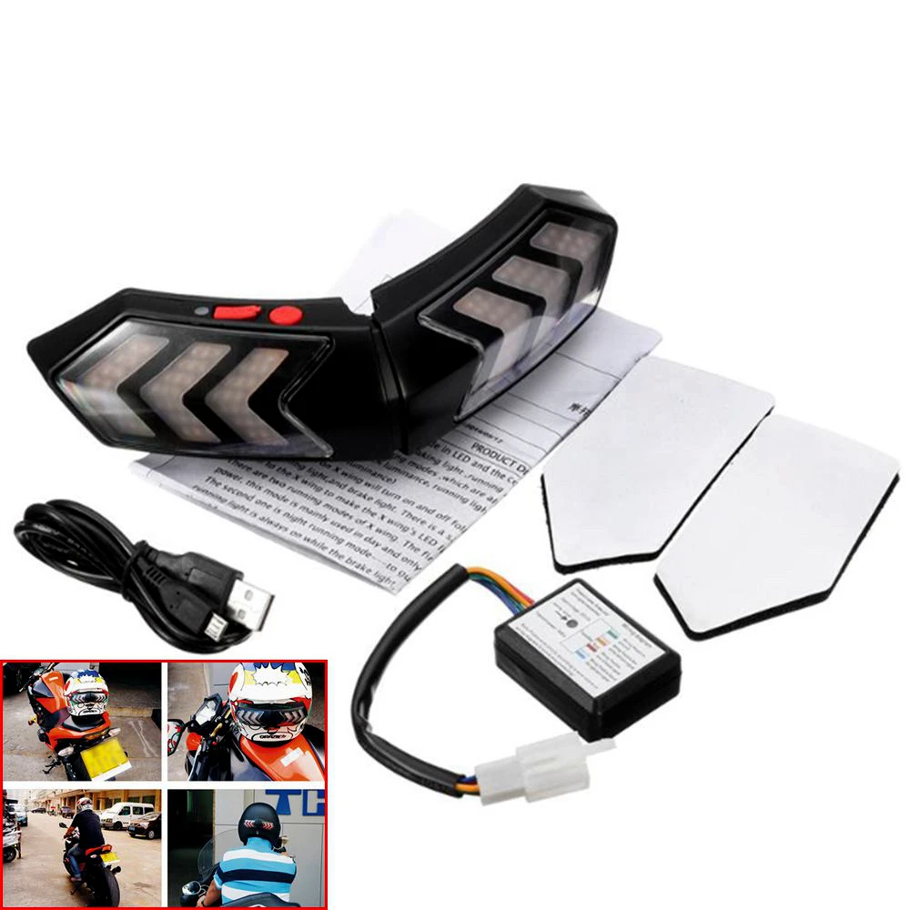 12V Wireless Motorcycle LED Smart Brake Light Turn Signal Indicators For Universal Helmet |