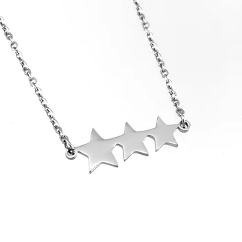 

Triple stars Pendant 3 connection stars Necklaces women female Jewelry Rolo chain mirror polish Stainless steel wholesale 50pcs