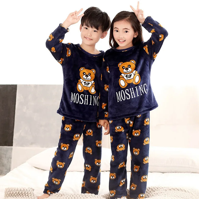 3 11 Year Children Pajama Sets Flannel Kids Pijamas Set Boys Sleepwear