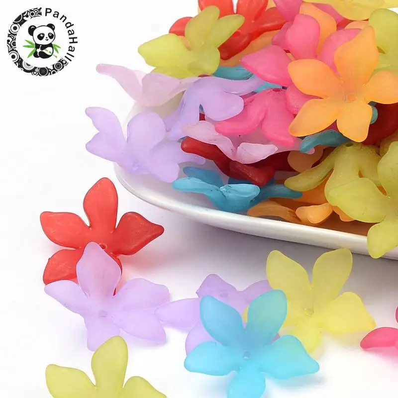 

Mixed Frosted Acrylic Flower Spacer Beads For DIY Jewelry Making 29x27x8mm hole: 2mm