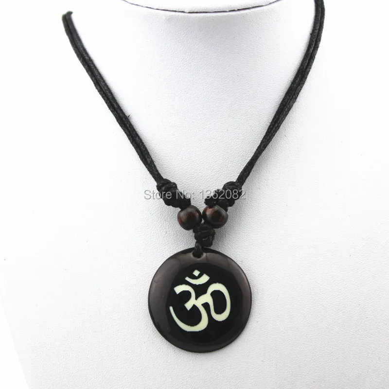 AUM OM Ohm Hindu Buddhist Hinduism Yoga India yak bone Carving Pendant Necklace Amulet Lucky Gift Tribal Fashion Jewelry MN578 - Image 4