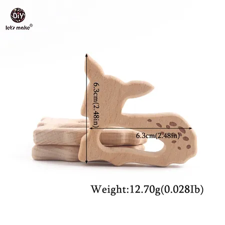 Let's Make 1PC Baby Teether Animal Wood Rings Elephant Camera Heart BPA Free Wooden Teether Nursing Accessorie Teething Toys sika deer