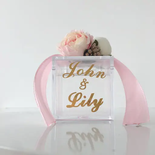 Acrylic box B 24 шт./партия, свадебный подарок, индивидуальный логотип, уникальный diy бисер, цветок, квадратная Персонализированная Коробка для конфет, подарочные коробки для гостей - Цвет: Acrylic box B