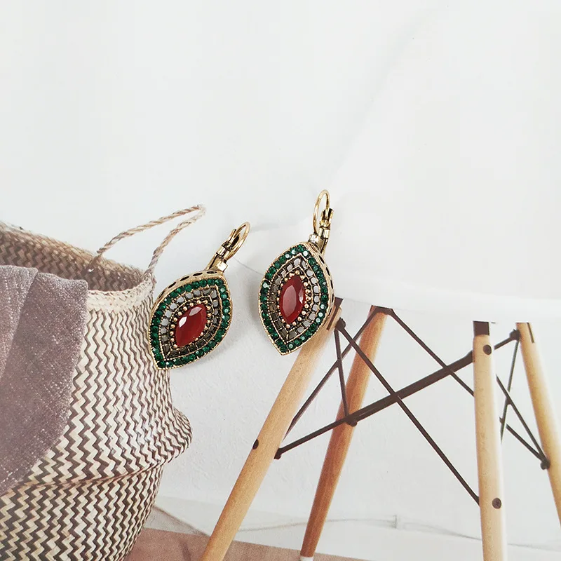 Fashion  Crystal Turkish Evil Eye Stainless steel Stud Earrings