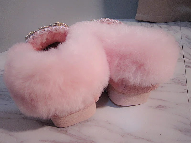 Guisantes Tipo Zapatos Casuales Mujer Cadena Cristal De Cuero Adorno As Bling Lana Pic rzwrS8