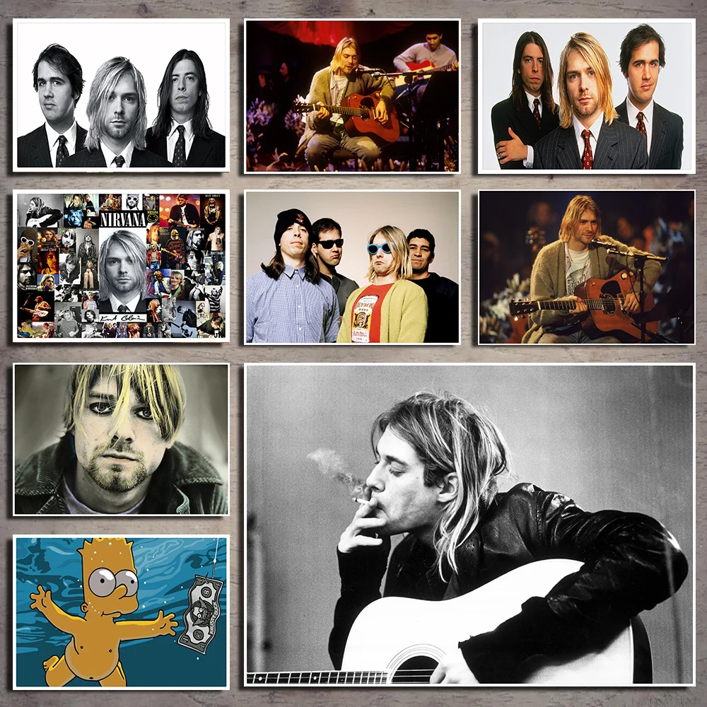 Музыкальная лента Nirvana Kurt Cobain постер с бумажным покрытием настенный для
