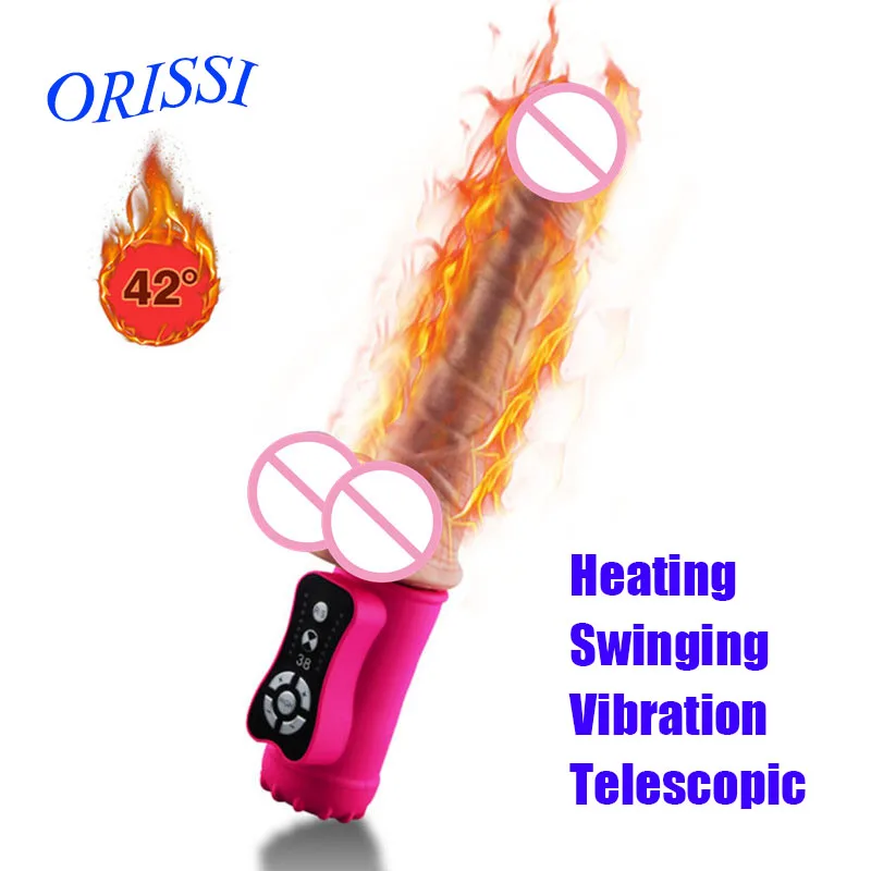 ORISSI font b Dildo b font Vibrator Automatic Smart Sensing Telescopic Vibrator Soft Silicone Heating Realistic