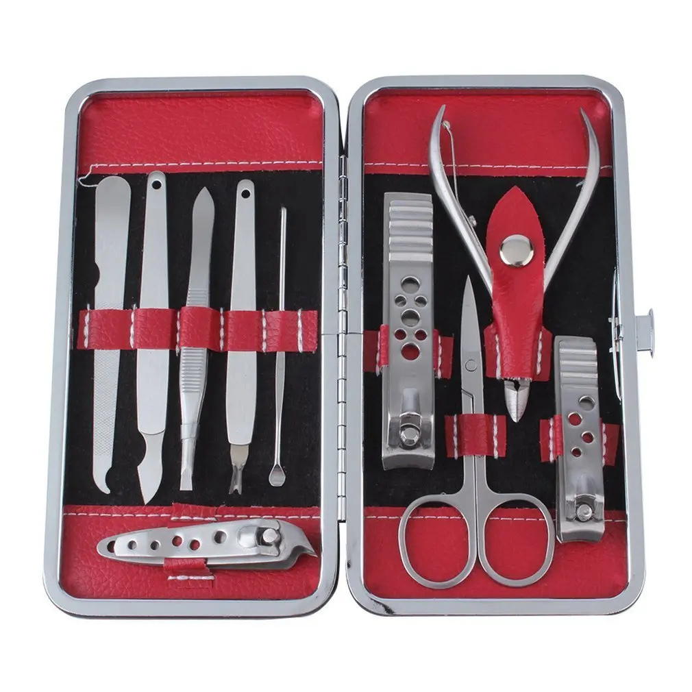 

10pcs/set Pedicure Manicure Set Nail Art Tools Clippers Nail Manicure Cuticle Grooming Kit with Carrying Case Nails Art Tool