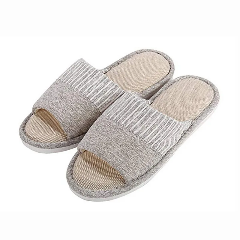

pantufas fofas 2018 Fall Winter Flats Shoes Woman Casual Sneakers Home Slippers Linen Striped Women Indoor Slipper Couples Lover