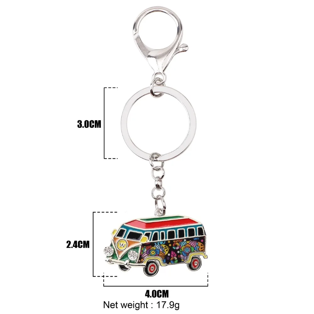 Camper Van Keyring Silver Alloy /& Enamel