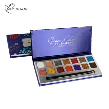 

14 color eyeshadow Palett Pressed Powder Rainbow Diamond Makeup Shimmer Pigment Smokey Eyes Cosmetics Eye Shadow Powder+brush