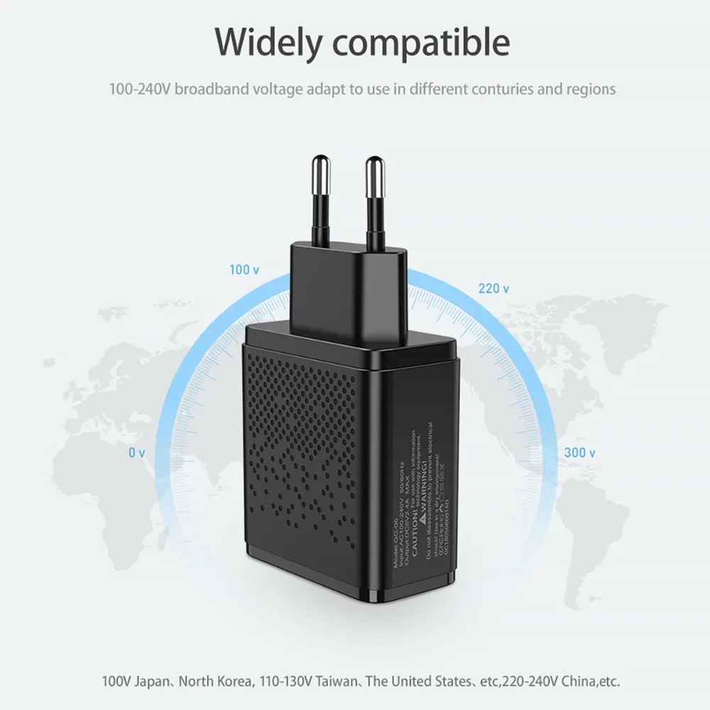 SOONHUA Универсальное зарядное устройство с двумя портами USB, 5 В, 2,4 А, настенное зарядное устройство, штепсельная вилка европейского стандарта, с умным током, Многофункциональная Защита для смартфонов, планшетов