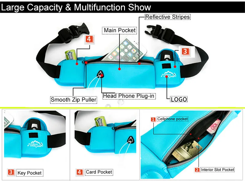 Местный лев для бега, спортзала поясная сумка для мобильного телефона сумки на ремне спортивные уличные водонепроницаемые для кемпинга Пешие прогулки Рыбалка XA267WA