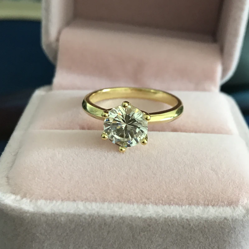 YHAMNI есть 18KRGP штамп Оригинальное желтое Золотое кольцо инкрустация 2ct Sona Диамант обручальное кольцо из чистого золота обручальные кольца для женщин 1699