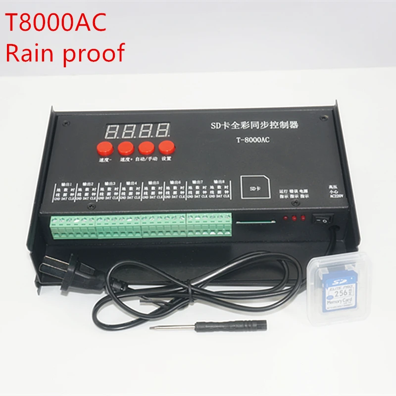 

LED controller T8000 SD Card Controller for WS2801 WS2811 LPD8806 8192 Pixels DC5V waterproof Rainproof controller AC110-240V