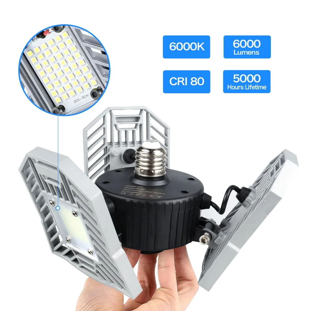 

E27 LED Ceiling Light Garage Lamp High Lumen SMD2836 Bulb Radar Sensor Spot Light For Home Parking Industrial Lighting
