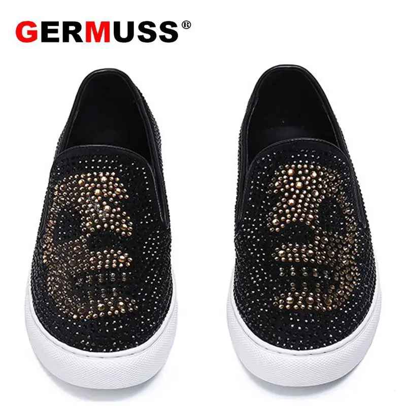 New Italy Fashion Designer Luxury Genuine Leather sapato social masculino Skull men casual flats winter bar shoes Dropshipping