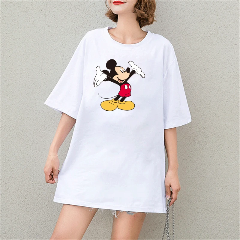 

2019 Summer T Shirt Mickey Mouse Print Cotton Casual Tshirt Graphic Tees Harajuku T Shirts Streetwear Plus Size Women Clothes
