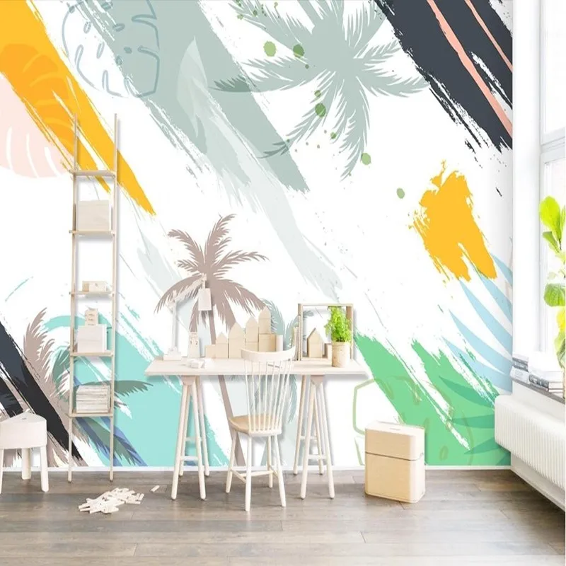 

3D Customized any Size Wallpaper Modern Abstract Wall Mural Bedroom Lounge Home Decor Mural Fantasy Watercolor Coconut Wallpaper