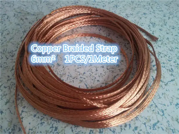 

1PCS CB003 Copper Braided Strap 6.0 mm2 Conductive Band Copper Strip Length 1 Meter Copper Wire Free Shipping