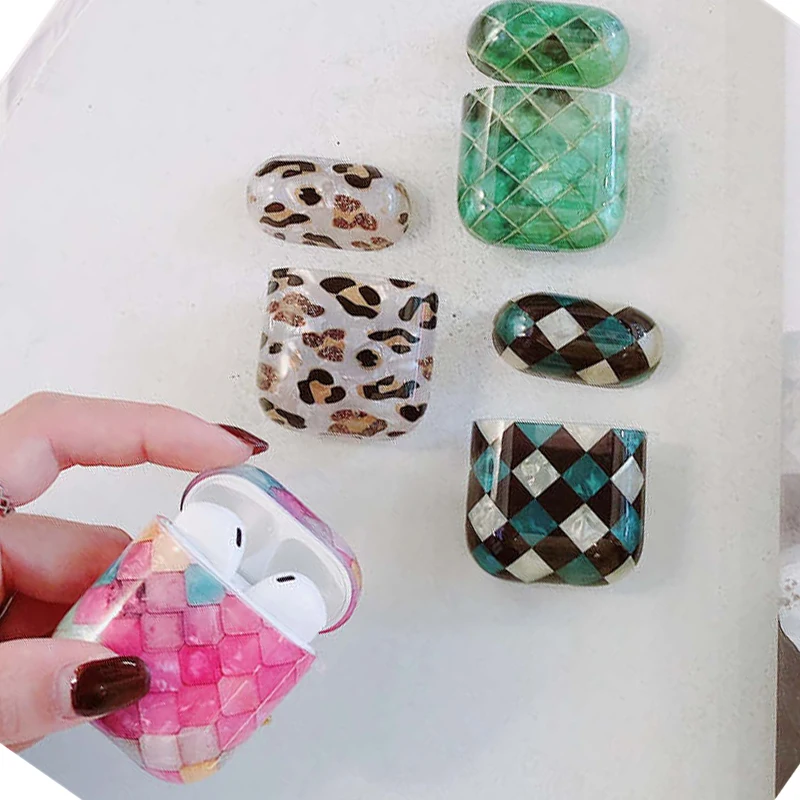 

Fish Scale Shell Pattern Case for Apple Airpods 1/2 Cover Bluetooth Wireless Earphone Grid Case Boxes for iPhone Headphone Case