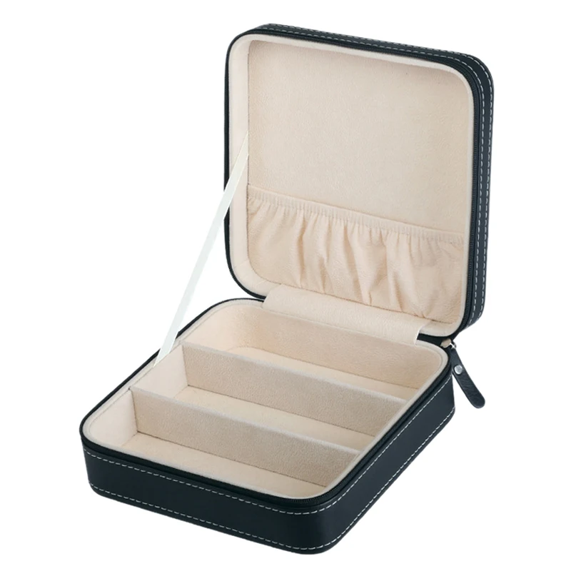 

Portable PU Leather Sunglasses Box Travel Jewelry Storage Box Grid Small Glasses Case Zipper Bag Container Gift Box