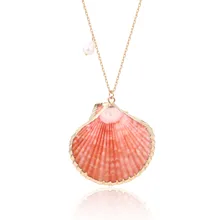 2019 new trendy coral scallop pearl woman necklace top sale ocean series plated pearl necklace for women scallop hem top