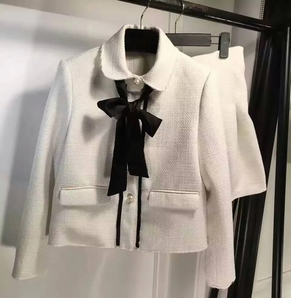 women 2 piece set ,elegant crop top and skirt set,tweed jacket+skirt