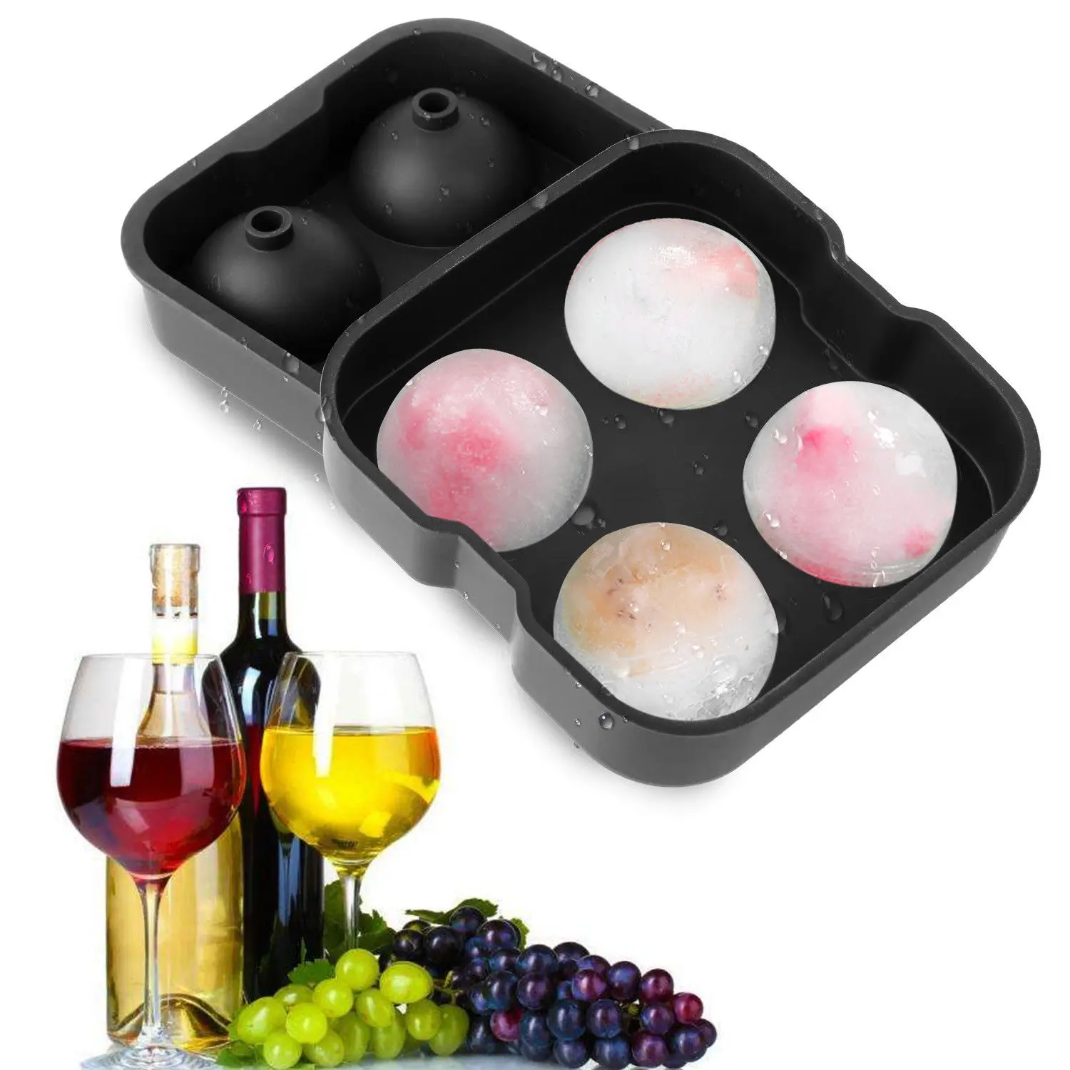 

1PCS 4 Holes Whiskey Ice Ball Maker Silicone Ice Cube Ball Tray Mold Round For Party Bar High Quality Accessiories Make Mould