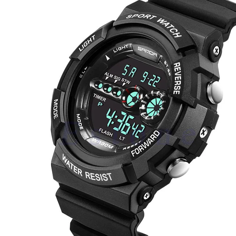 

Mens Digital Wristwatches Stainless Steel LED Date Alarm Waterproof Watches Sports Army Quartz Watch