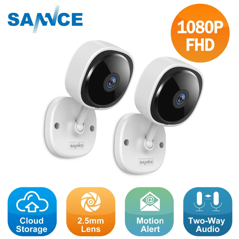 SANNCE 2 шт. HD 1080P рыбий глаз IP камера беспроводная Wi Fi мини Сетевая ночного видения ИК