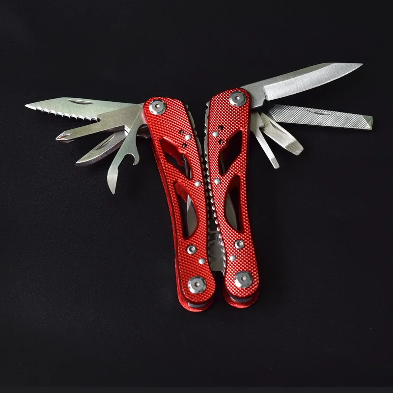 Многофункциональные складные плоскогубцы NEWACALOX, инструмент для зачистки проводов, многофункциональный инструмент для походов на открытом воздухе, инструмент с ножом, отвертка, комплект - Цвет: Red Pliers
