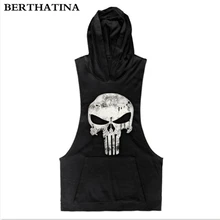 BERTHATINA мужской топ на бретелях из сетчатой ткани, впитывающая влагу Мужская рубашка без рукавов с принтом черепа, большой Сплит жилет с капюшоном мужской костюм для бодибилдинга