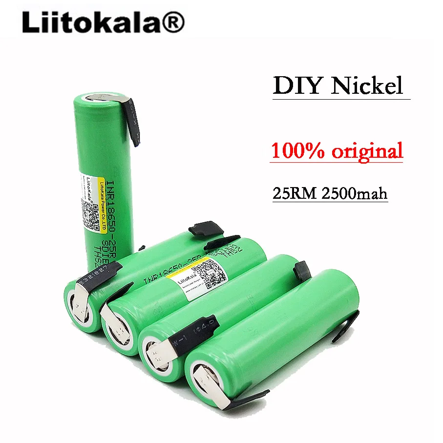 

4PCS LiitoKala original 18650 2500mAh Battery INR1865025R 3.6 V Discharge 20A Dedicated Battery Power+ DIY Nickel