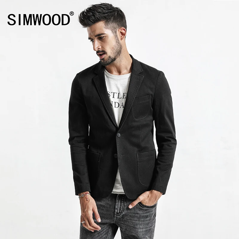Мужской блейзер вязаный SIMWOOD приталенный пиджак 2019 повседневный жакет XZ017007|fitted