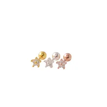 925 sterling silver earring mini flower zircon screw stud ear sweet cute temperament ear bone nail female girl silver ear jewelr