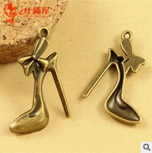 

A3563 Free Shipping 100pcs/bag size 27*19mm colour bronze High heels Antique diy pendant Jewelry findings for chain accessories