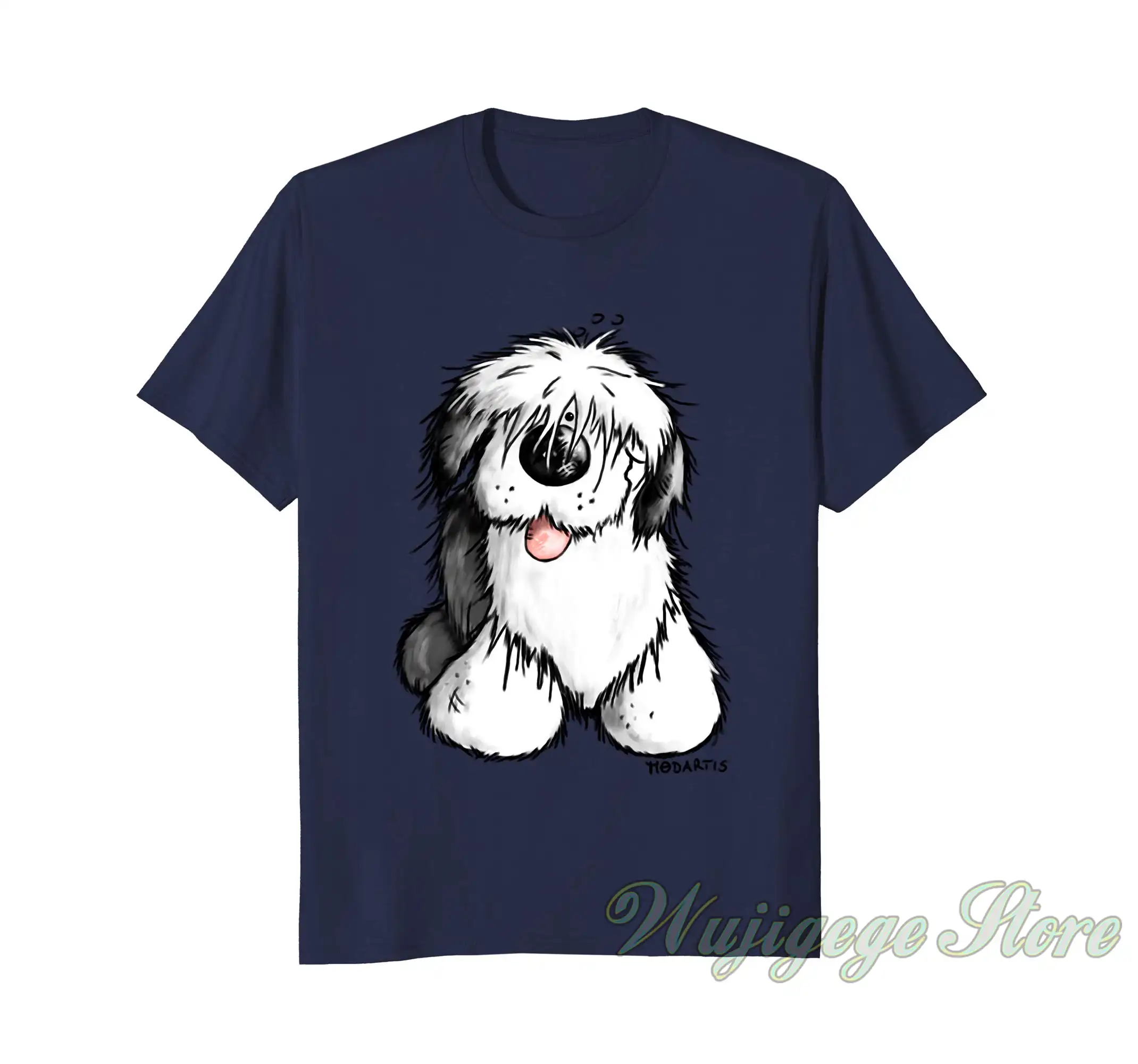 Summer Funny Print Happy Old English Sheepdog T Shirt Bobtail Dog