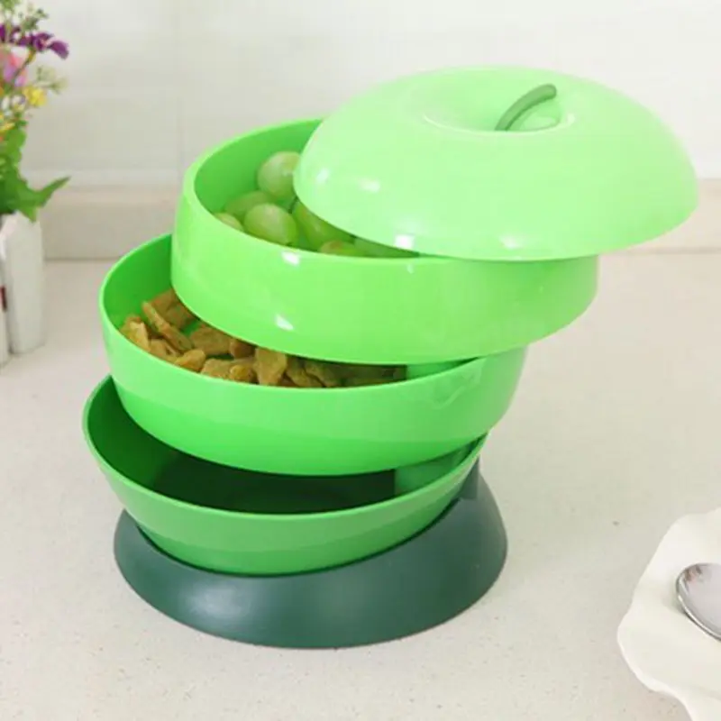 High Quality Apple Shape Plastic Organizer Roation Boxes Food Storage