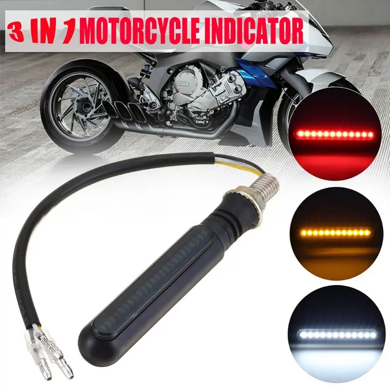 2 Pcs DC 12V Motorcycle Turn Signals LED Flowing Water Flashing Lights