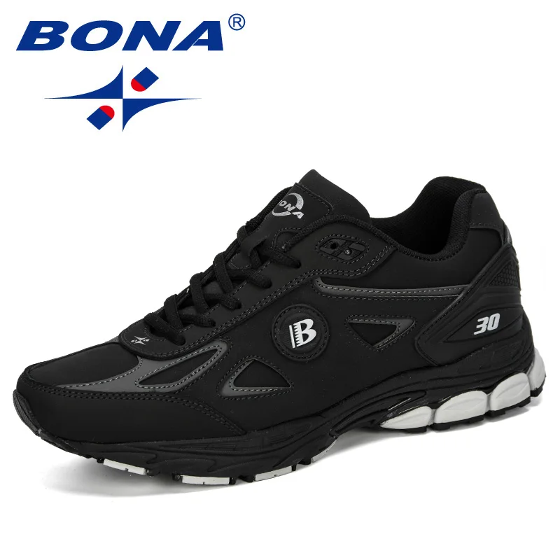 BONA/; мужские кроссовки для бега; уличные кроссовки; Homme Zapatos Corrientes Verano Chaussures De Course Pour Hommes; мужские трендовые кроссовки - Цвет: Charcoal grey S gray