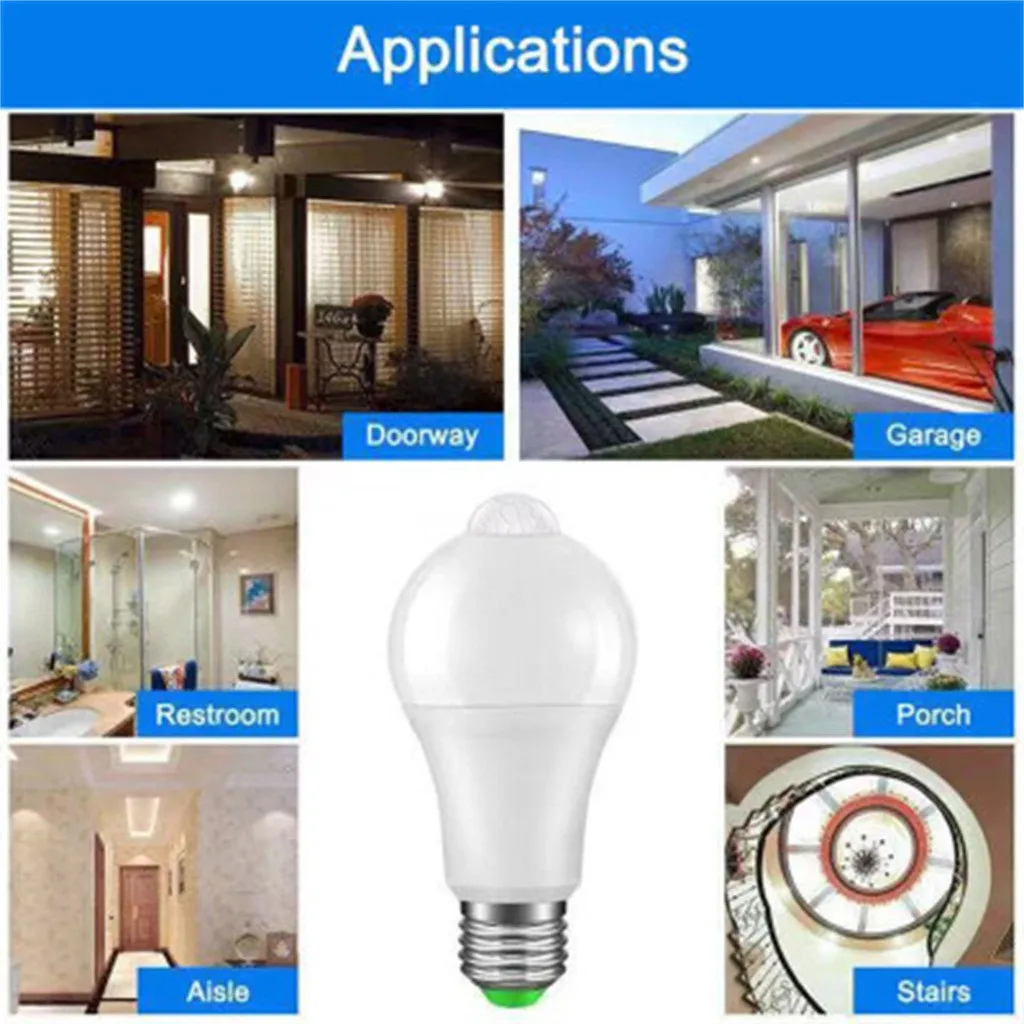 E27 LED PIR Motion Sensor Infrared Auto Energy Saving Light Lamp Bulb lampada led 12V Intelligent sensor Bulbs bombillas