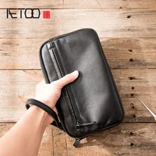 AETOO Retro men's handbag men's leather leather business fashion casual bag men's bag soft leather hand men's tide clutch bag