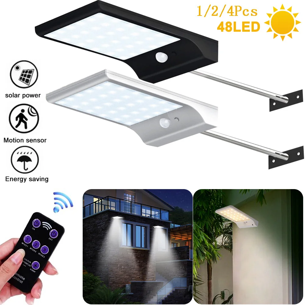 

48 LED Solar Light Three Modes Outdoor Waterproof Solar Wall Lamp Remote Control Energy Saving Garden Yard Pathway Street Lamps