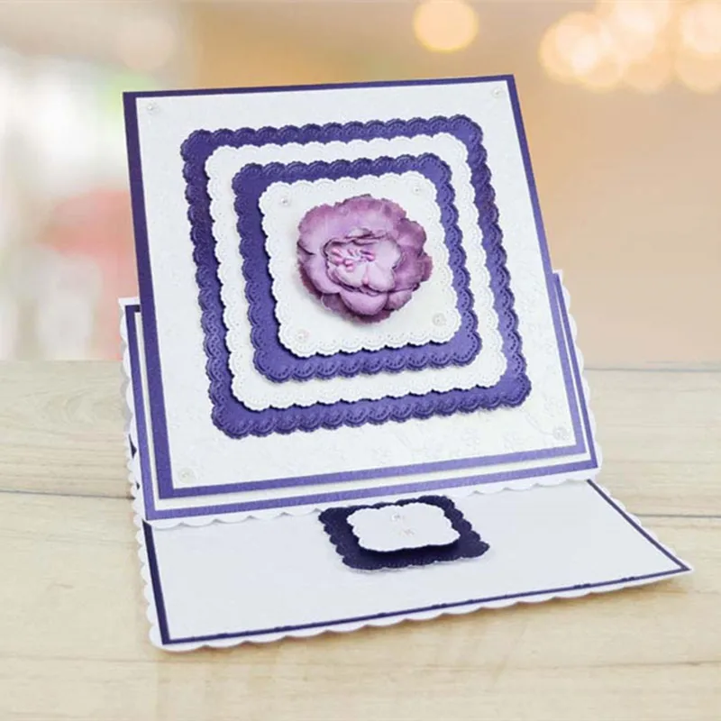 6 шт./компл. Doily Edge квадраты трафарет для резки металла DIY Скрапбукинг Фотоальбом