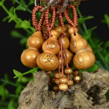 

1Pc New Keychain Decor Car Hange Lucky Mahogany Gourd Craft Chinese Traditional Fortune Keyring