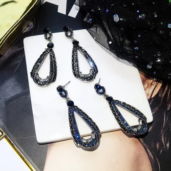 

2020 Sale 925 silver needle personality temperament long earrings female Crystal from Swarovskis Fashion nightclub shiny jewelry