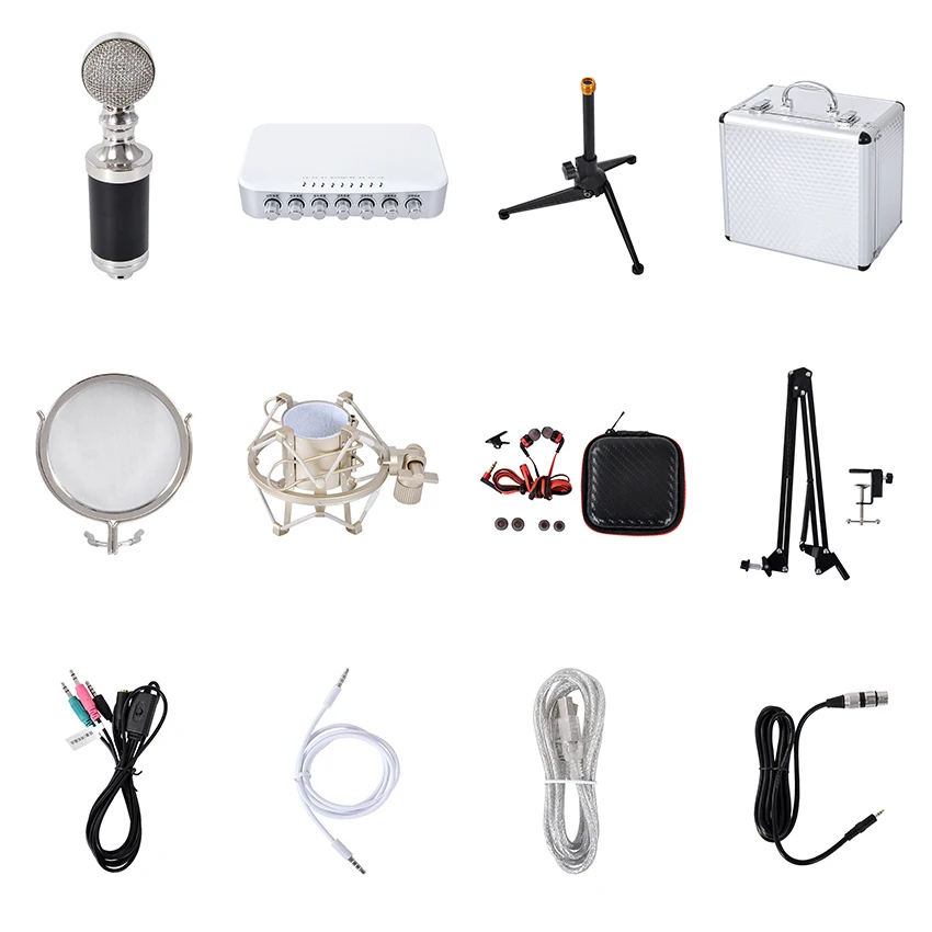 T8-2 анкер внешняя звуковая карта набор конденсатор микрофон для вещания живая песня караоке ОК записывающее оборудование отправка алюминиевая коробка